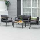 Outsunny 4 Seater Dark Grey Aluminium Outdoor Sofa Lounge Set