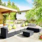 Outsunny 7 Seater Black Rattan Outdoor Corner Sofa Set with Coffee Table 