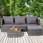 Outsunny 4 Seater Grey PE Rattan Outdoor Sofa Dining Set
