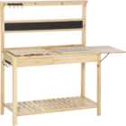 Outsunny Single Drawer Wooden Potting Table with Clapboard