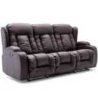 More4Homes Caesar 3 Seater Manual High Back Bonded Leather Recliner Sofa (brown)
