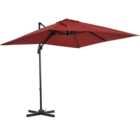 Outsunny Wine Red Crank Handle Cantilever Parasol with Cross Base 2.5 x 2.5m