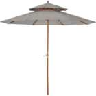 Outsunny Grey Double Tier Wooden Parasol 2.7m