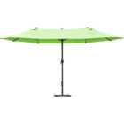 Outsunny Green Crank Handle Double Sided Parasol with Cross Base 4.6m