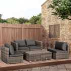 Outsunny 6 Seater Grey PE Rattan Outdoor Sofa Set with Coffee Table