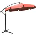 Outsunny Wine Red Crank Handle Cantilever Banana Parasol with Cross Base 2.7m
