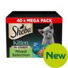 Sheba Sauce Collection Kitten Cat Pouches Mixed Selection In Gravy 40 x 85g