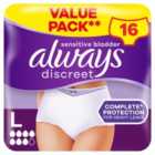 Always Discreet Heavy Adult Incontinence Pants Plus Large 16 per pack