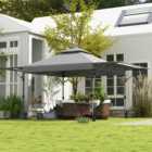 Outsunny 5 x 3m Grey Pop Up Gazebo with Extend Dual Awnings