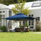 Outsunny 5 x 3m Blue Pop Up Gazebo with Extend Dual Awnings