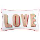 Love Gold Beaded Cushion - White