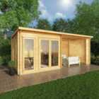 Mercia 6m x 3m Studio Pent Log Cabin With Patio Area