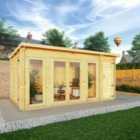 Mercia 5.1m x 3m Studio Pent Log Cabin With Side Shed