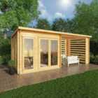 Mercia 6m x 3m Studio Pent Log Cabin With Slatted Area