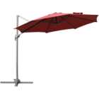 Outsunny Wine Red Rotating Roma Parasol with Cross Base 3m