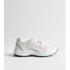 White Mesh Panelled Low Top Sports Trainers 