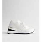 Wide Fit White Knit Wedge Heel Trainers