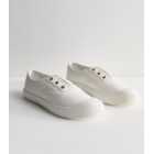 White Leather-Look Laceless Trainers