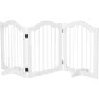 PawHut White 3 Panel Freestanding Pet Safety Gate with Support Feet