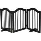 PawHut Black 3 Panel Freestanding Pet Safety Gate with Support Feet