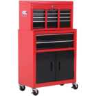 HOMCOM 6 Drawer Red Tool Chest and Cabinet Set