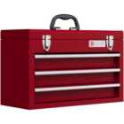 Durhand 3 Drawer Red Lockable Metal Tool Chest
