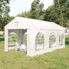 Outsunny 6 x 3m White Gazebo Canopy Party Tent with 4 Removable Side Walls