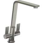 wilko Linear Flair Brushed Steel Dual Lever Mono Kitchen Tap