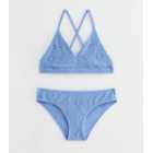 Girls Blue Crochet Triangle Bikini Set