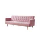 Home Detail Windsor V2 Pink Velvet Sofa Bed with Rose Gold Metal Legs