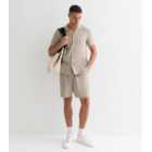 Stone Relaxed Fit Linen Blend Shorts