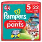Pampers Paw Patrol Baby Dry Nappy Pants Size 5 Junior 22 per pack