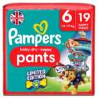 Pampers Paw Patrol Baby Dry Nappy Pants Size 6 Giant 19 per pack