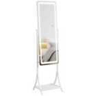 Homcom Full Length Mirror With Led Light, Free Standing Floor Mirror With Shelf