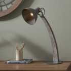 Topsham Wood and Grey Metal Curved Table Task Lamp