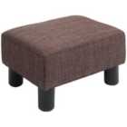 HOMCOM Footstool Ottoman Footrest Linen Fabric Upholstery With Plastic Legs Brown