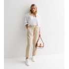 Petite Stone Linen-Look Paperbag Trousers