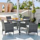 Furniturebox Grenada Grey Rattan 4 Seater Outdoor Dining Set