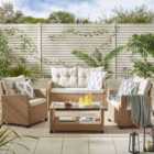 Furniturebox Tucson Beige Rattan 4 Seater Outdoor Sofa Set