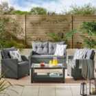Furniturebox Tucson Grey Rattan 4 Seater Outdoor Sofa Set
