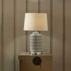 Aris Grey and White Geo Pattern Table Lamp