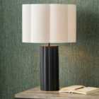 Petula Metal Scallop Table Lamp with Bloom Handloom Scalloped Cylinder Shade
