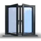 1245mm(W) x 995mm(H) Aluminium Flush Casement Window - 2 Central Opening Windows - Anthracite Internal & External