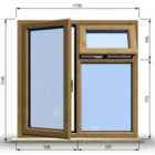 1195mm (W) x 1195mm (H) Wooden Stormproof Window - 1 Opening Window (LEFT) - Top Opening Window (RIGHT) - Toughened Safety Glass