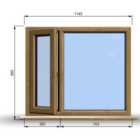1145mm (W) x 995mm (H) Wooden Stormproof Window - 1/3 Left Opening Window - Toughened Safety Glass