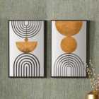 Set of 2 Art Deco Style Mirrored and Glass Wall Art