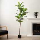 Artificial Real Touch Rubber Tree in Black Plastic Plant Pot