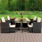 Brooklyn Cube 4 Seater Garden Dining Set with Cover Dark Grey