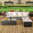 Brooklyn 6 Seater Grey Rattan Garden Sofa Set