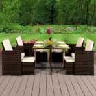Brooklyn Cube 4 Seater Garden Dining Set with Cover Brown